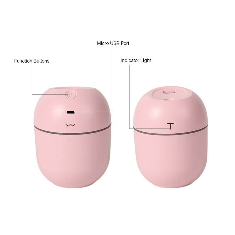 Portable 250ml USB Type-C Air Humidifier with LED Light