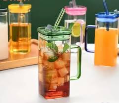 Premium 400ml Glass Mug with Bamboo Lid & Glass Straw